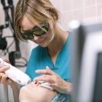 Woman having a laser skin treatment